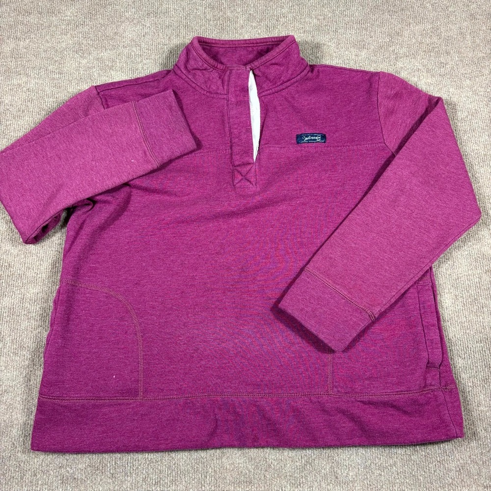 State Of Mine Sweatshirt Womens Large Purple Long Sleeve 1/4 Button Pullover